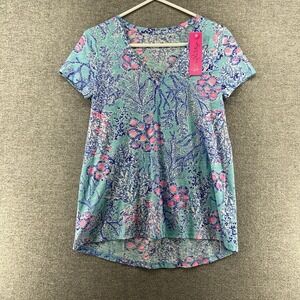 Lilly Pulitzer Now You See Me Top Women Size Small Floral Casual 100% Cotton NEW